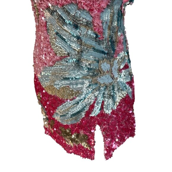 LA FUORI Fleur Oasis Mini Dress in Pink Ombre Small New Womens Sequin - Picture 8 of 16